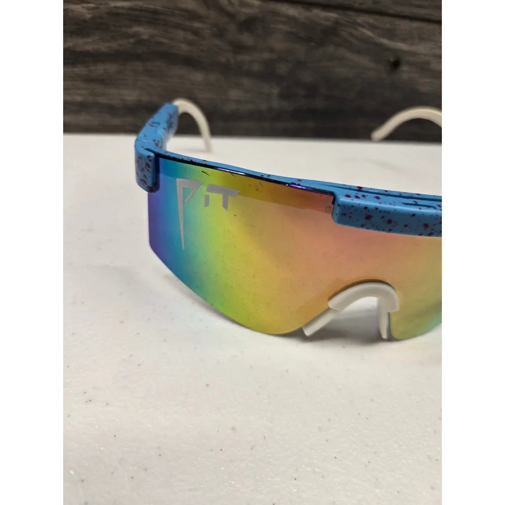 Pit Viper The 1993 Polarized Sunglasses Blue Splatter Rainbow Mirror Lens